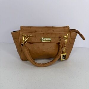 Lori Greiner Tan Mini Satchel Purse with Gold Accents